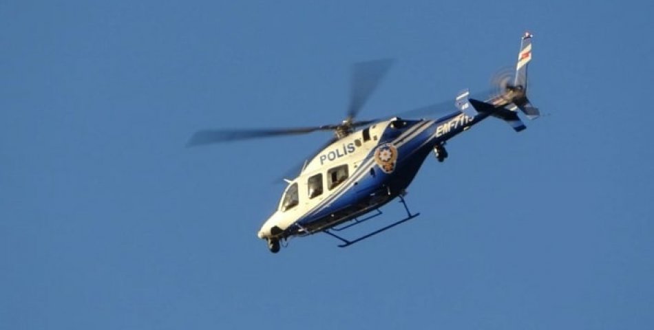 Amasya’da helikopterle trafik denetimi