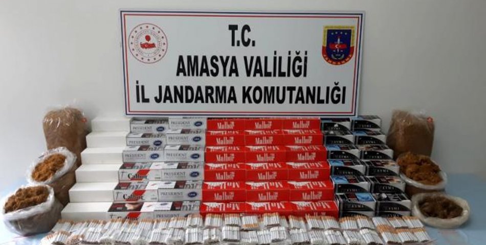 Amasya’da bandrolsüz sigara ele geçirildi