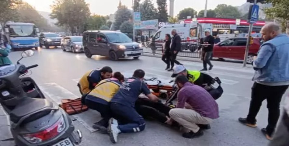 Yayaya çarpmamak için fren yaptı, motosiklet sürücüsü yaralandı